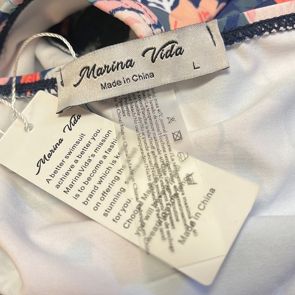 Floral Bikini Swimsuit Ruffle L Large New - Picture 4 of 4